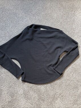 We The Free Black Ribbed Boatneck Long Sleeve Top